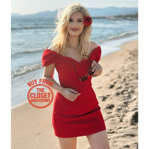 ZARA Off-Shoulder Mini Dress NWT | Red Sweetheart Neckline | Size L XL - Picture 4 of 16